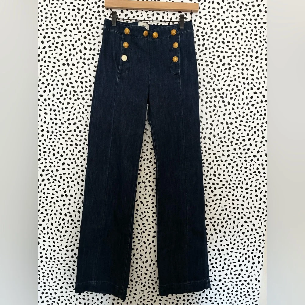 Sezane PARISIEN Denim sailor denim Size 36 EU / 4 US *button replaced* see pics - Picture 3 of 10